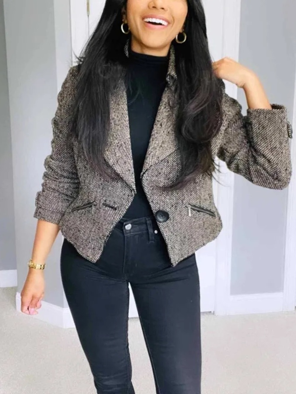 NWOT CAbi Tweed Moto Jacket